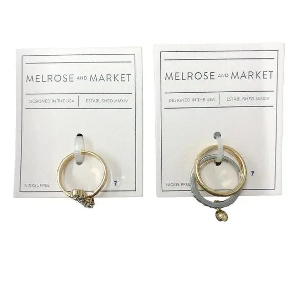 Rhinestone Gold Silver Tone Rings size 7 - Picture 2 of 2